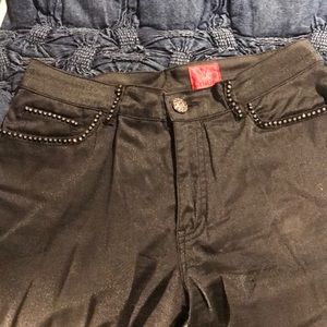 V Cristina black shiny pant with crystal detail